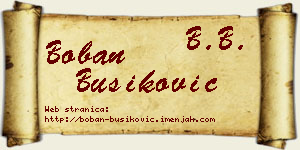 Boban Bušiković vizit kartica
